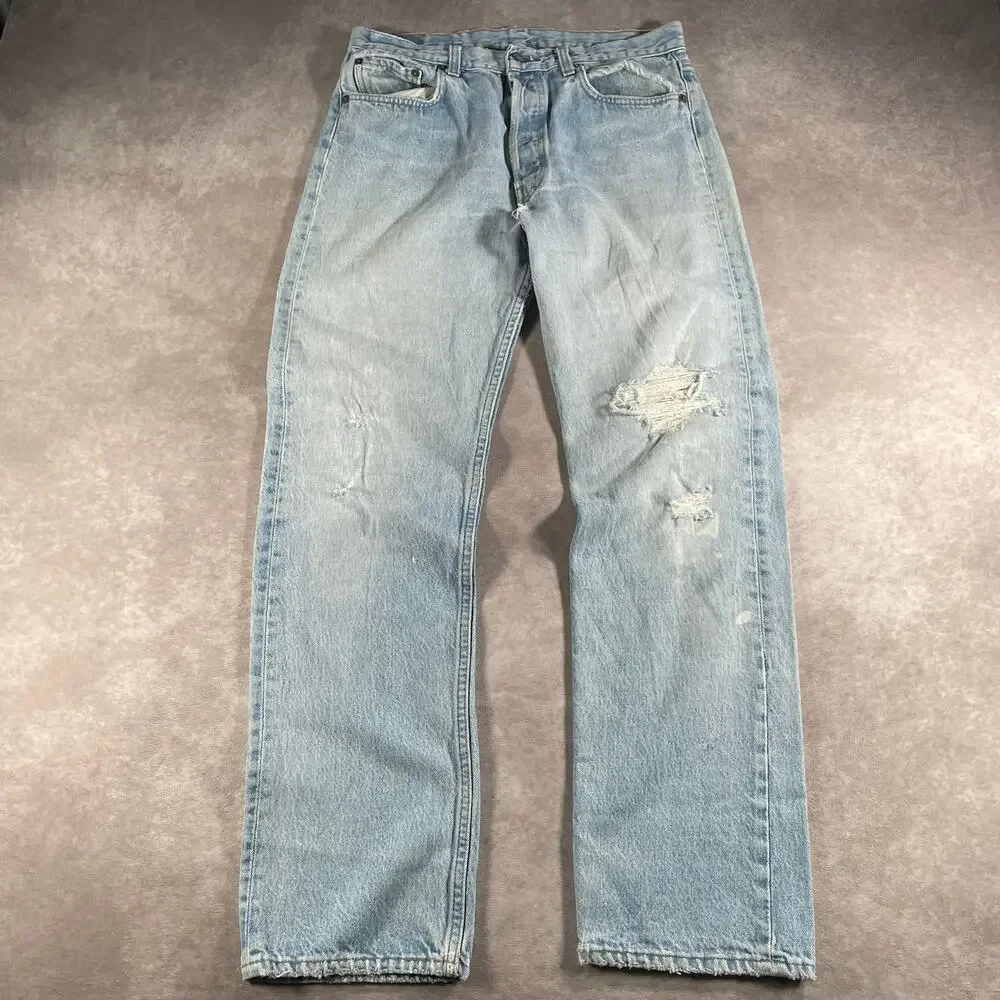 80’s 90’s Levi’s 501 France Distress Denim Jeans Men’s 31x30